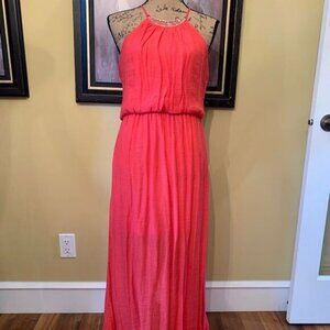 Lily Rose Floor Length Dress Gold Choker neck